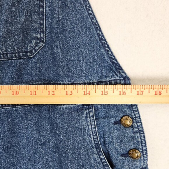 Woolrich Overalls Womens Small Denim Jean Shorts Romper 90s Shortalls Casual - Picture 5 of 11